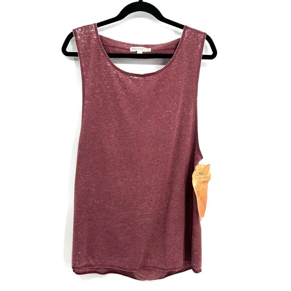 NWT URBAN OUTFITTERS Mouchette Burgundy Burnout Open Drape Back Tank Top Medium - Picture 1 of 5
